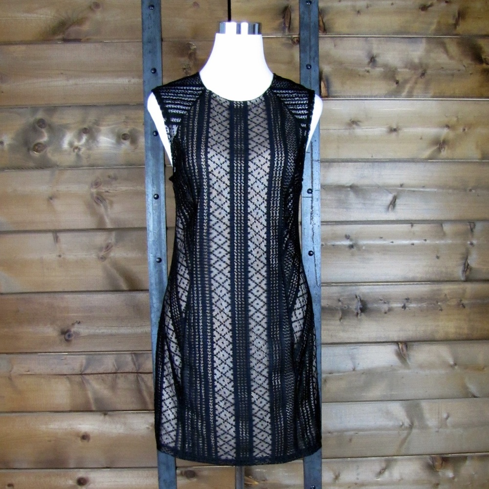 Bar III Black Lace Overlay Dress - Size L